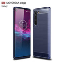For Motorola Moto Edge Brushed Texture Carbon Fiber TPU Case(Navy Blue)