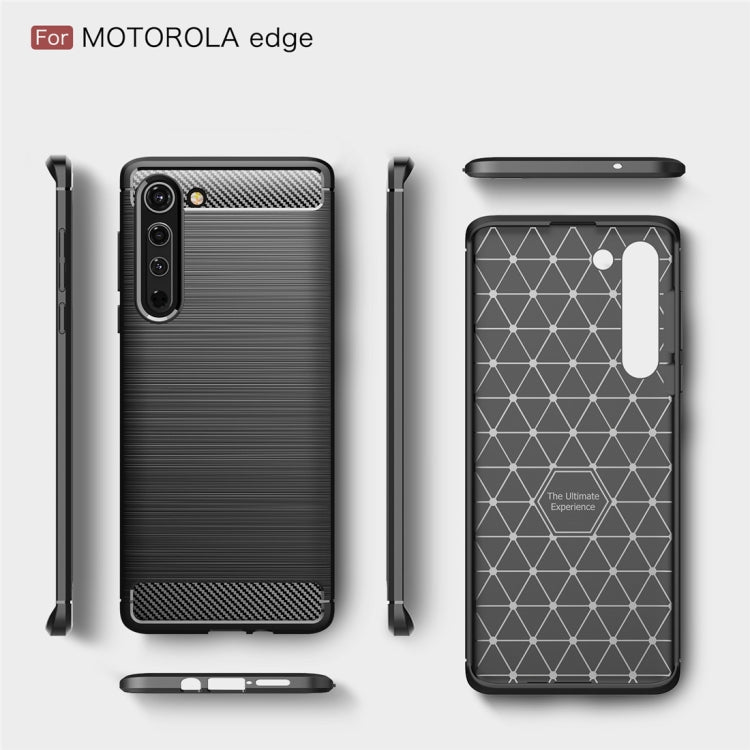 For Motorola Moto Edge Brushed Texture Carbon Fiber TPU Case(Navy Blue)