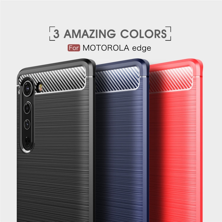 For Motorola Moto Edge Brushed Texture Carbon Fiber TPU Case(Navy Blue)