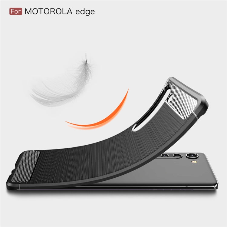 For Motorola Moto Edge Brushed Texture Carbon Fiber TPU Case(Red)