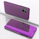 For Galaxy A31 Plated Mirror Horizontal Flip Leather Case with Holder(Purple)
