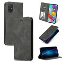 For Galaxy A51 Retro Skin Feel Business Magnetic Horizontal Flip Leather Case(Dark Grey)