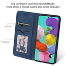 For Galaxy A51 Retro Skin Feel Business Magnetic Horizontal Flip Leather Case(Navy Blue)