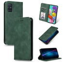 For Galaxy A71 Retro Skin Feel Business Magnetic Horizontal Flip Leather Case(Army Green)
