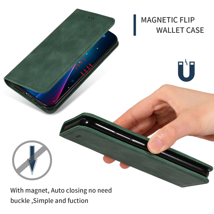 For Galaxy A71 Retro Skin Feel Business Magnetic Horizontal Flip Leather Case(Army Green)