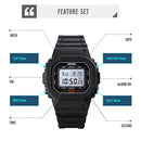 Skmei 1608 Multi-Function Student Electronic Watch Waterproof Timing Silicone Sports Watch(Black)