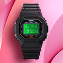 Skmei 1608 Multi-Function Student Electronic Watch Waterproof Timing Silicone Sports Watch(Black)