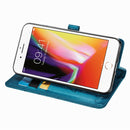 For iPhone 8/7 Cute Cat and Dog Embossed Horizontal Flip PU Leather Case with Holder / Card Slot / Wallet / Lanyard(Blue)
