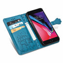 For iPhone 8Plus/7Plus Cute Cat and Dog Embossed Horizontal Flip PU Leather Case with Holder / Card Slot / Wallet / Lanyard(Blue)