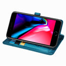 For iPhone 8Plus/7Plus Cute Cat and Dog Embossed Horizontal Flip PU Leather Case with Holder / Card Slot / Wallet / Lanyard(Blue)