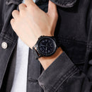 Skmei 1513 Fashion Trendy Steel Band Quartz Watch Mens Waterproof Leisure Watch(Black)