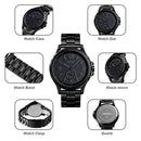 Skmei 1513 Fashion Trendy Steel Band Quartz Watch Mens Waterproof Leisure Watch(Black)