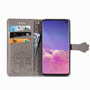 For Galaxy S10 Cute Cat and Dog Embossed Horizontal Flip Leather Case with Bracket / Card Slot / Wallet / Lanyard(Gray)