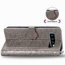 For Galaxy S10 Cute Cat and Dog Embossed Horizontal Flip Leather Case with Bracket / Card Slot / Wallet / Lanyard(Gray)