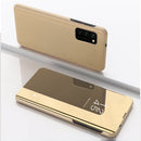 For Huawei P40 Pro Plated Mirror Horizontal Flip Leather Case with Holder(Gold)