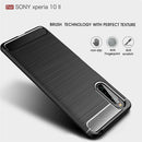 For Sony Xperia 10 II Brushed Texture Carbon Fiber TPU Case(Navy Blue)