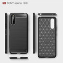 For Sony Xperia 10 II Brushed Texture Carbon Fiber TPU Case(Red)
