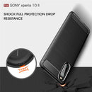 For Sony Xperia 10 II Brushed Texture Carbon Fiber TPU Case(Red)