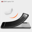 For Sony Xperia 10 II Brushed Texture Carbon Fiber TPU Case(Red)