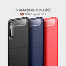 For Sony Xperia 10 II Brushed Texture Carbon Fiber TPU Case(Red)