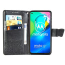 For Moto G8 Power Butterfly Love Flower Embossed Horizontal Flip Leather Case with Bracket / Card Slot / Wallet / Lanyard(Black)
