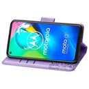 For Moto G8 Power Butterfly Love Flower Embossed Horizontal Flip Leather Case with Bracket / Card Slot / Wallet / Lanyard(Light Purple)
