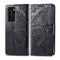 For Huawei P40 Butterfly Love Flower Embossed Horizontal Flip Leather Case with Bracket / Card Slot / Wallet / Lanyard(Black)