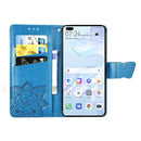 For Huawei P40 Butterfly Love Flower Embossed Horizontal Flip Leather Case with Bracket / Card Slot / Wallet / Lanyard(Blue)
