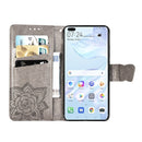 For Huawei P40 Butterfly Love Flower Embossed Horizontal Flip Leather Case with Bracket / Card Slot / Wallet / Lanyard(Gray)