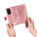 For Huawei P40 Butterfly Love Flower Embossed Horizontal Flip Leather Case with Bracket / Card Slot / Wallet / Lanyard(Rose Gold)
