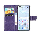 For Huawei P40 Butterfly Love Flower Embossed Horizontal Flip Leather Case with Bracket / Card Slot / Wallet / Lanyard(Dark Purple)