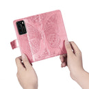 For Huawei P40 Butterfly Love Flower Embossed Horizontal Flip Leather Case with Bracket / Card Slot / Wallet / Lanyard(Pink)