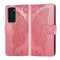 For Huawei P40 Butterfly Love Flower Embossed Horizontal Flip Leather Case with Bracket / Card Slot / Wallet / Lanyard(Pink)