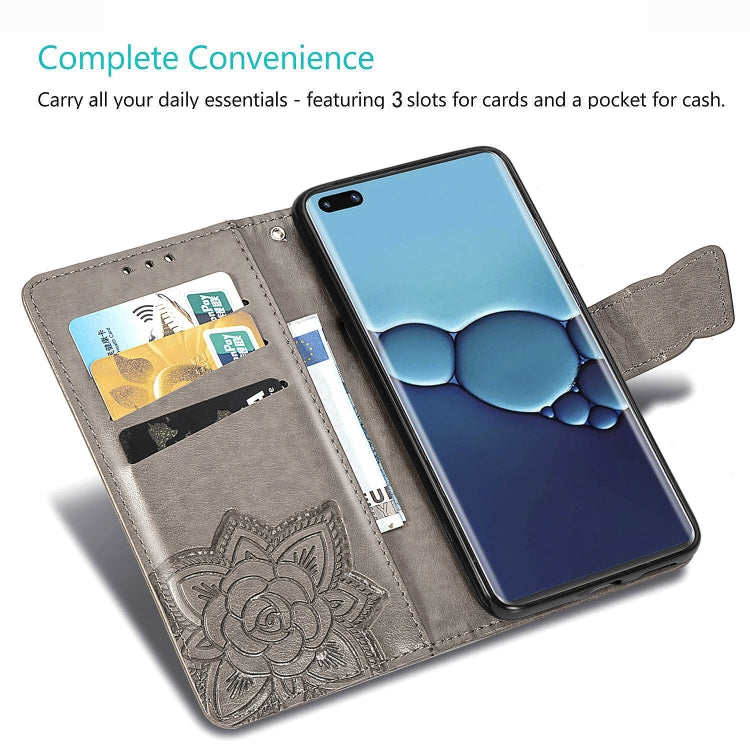 For Huawei P40 Pro Butterfly Love Flower Embossed Horizontal Flip Leather Case with Bracket / Card Slot / Wallet / Lanyard(Blue)