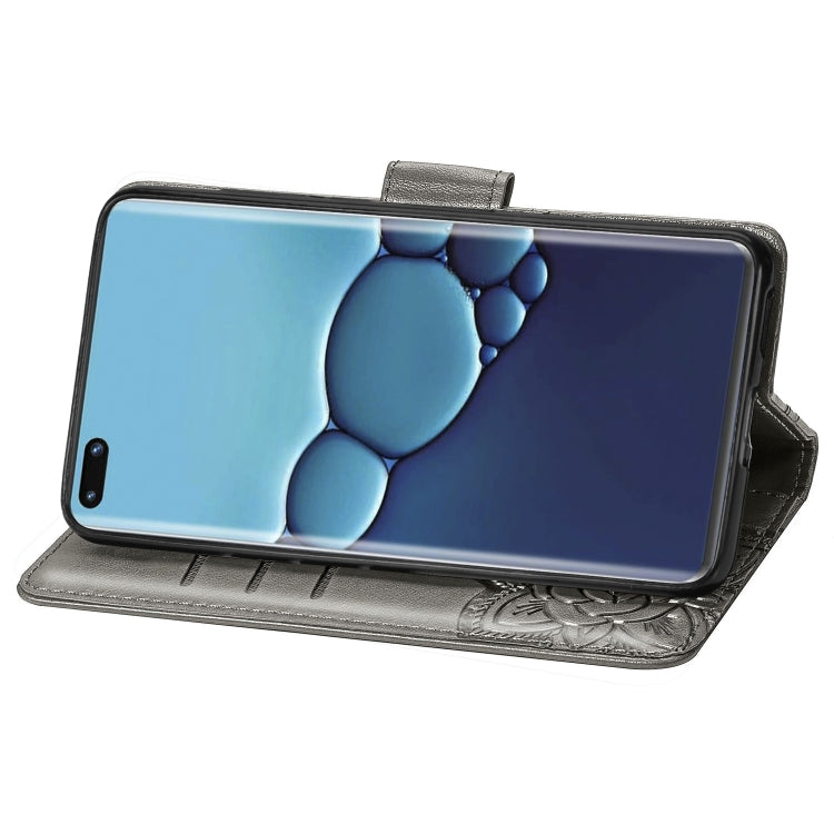 For Huawei P40 Pro Butterfly Love Flower Embossed Horizontal Flip Leather Case with Bracket / Card Slot / Wallet / Lanyard(Gray)