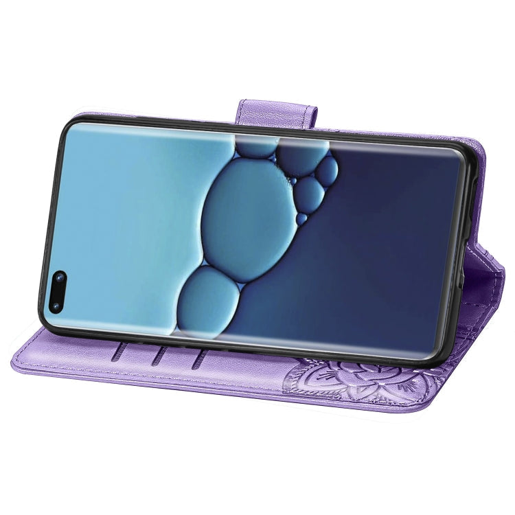 For Huawei P40 Pro Butterfly Love Flower Embossed Horizontal Flip Leather Case with Bracket / Card Slot / Wallet / Lanyard(Light Purple)