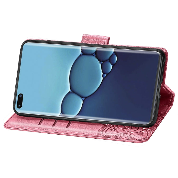 For Huawei P40 Pro Butterfly Love Flower Embossed Horizontal Flip Leather Case with Bracket / Card Slot / Wallet / Lanyard(Pink)