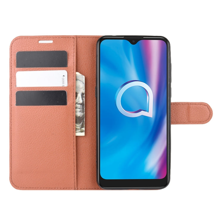 For alcatel 1S (2020) Litchi Texture Horizontal Flip Protective Case with Holder & Card Slots & Wallet(Brown)