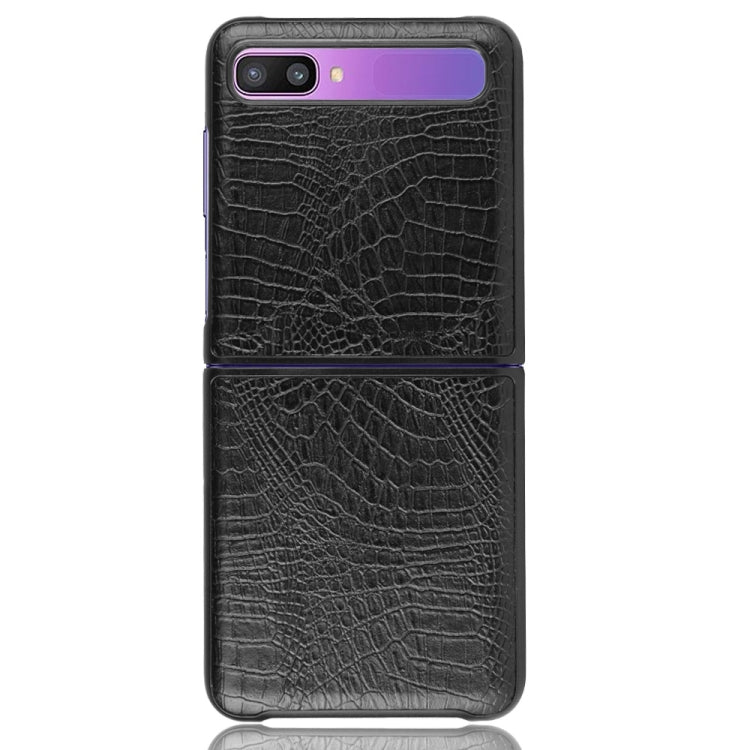 For Galaxy Z Flip Shockproof Crocodile Texture PC + PU Case(Black)