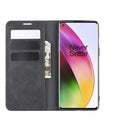 For OnePlus 8 Retro-skin Business Magnetic Suction Leather Case with Holder & Card Slots & Wallet(Black)