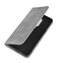 For OnePlus 8 Retro-skin Business Magnetic Suction Leather Case with Holder & Card Slots & Wallet(Grey)