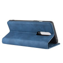 For OnePlus 8 Retro-skin Business Magnetic Suction Leather Case with Holder & Card Slots & Wallet(Dark Blue)