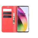 For OnePlus 8 Retro-skin Business Magnetic Suction Leather Case with Holder & Card Slots & Wallet(Red)