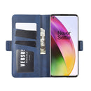 For OnePlus 8 Dual-side Magnetic Buckle Horizontal Flip Leather Case with Holder & Card Slots & Wallet(Dark Blue)