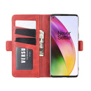 For OnePlus 8 Dual-side Magnetic Buckle Horizontal Flip Leather Case with Holder & Card Slots & Wallet(Red)