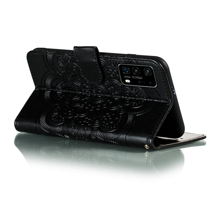 For Huawei P40 Pro Mandala Embossing Pattern Horizontal Flip Leather Case with Holder & Card Slots & Wallet & Photo Frame & Lanyard(Black)
