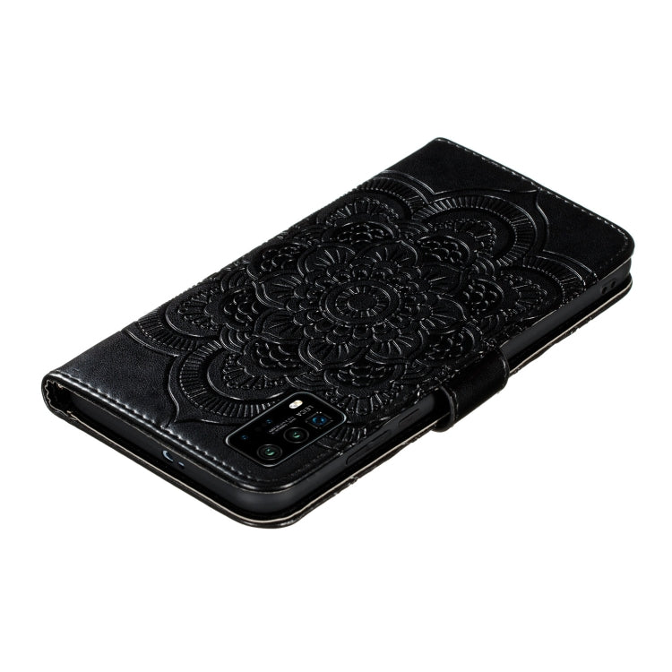 For Huawei P40 Pro Mandala Embossing Pattern Horizontal Flip Leather Case with Holder & Card Slots & Wallet & Photo Frame & Lanyard(Black)
