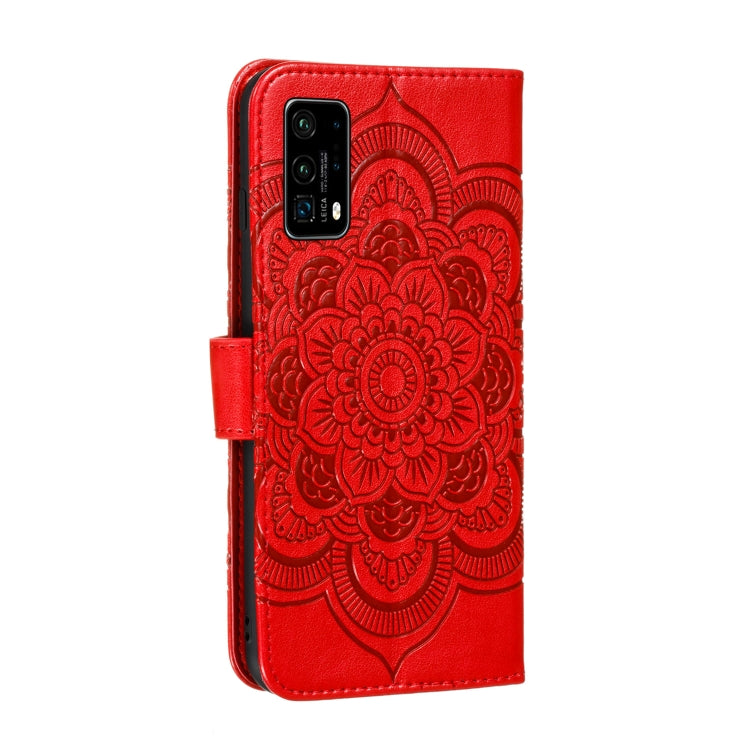 For Huawei P40 Pro Mandala Embossing Pattern Horizontal Flip Leather Case with Holder & Card Slots & Wallet & Photo Frame & Lanyard(Red)