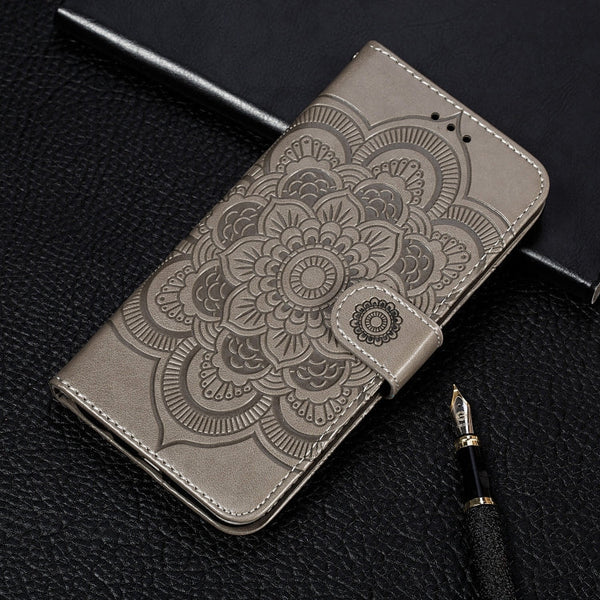 For Huawei P40 Pro Mandala Embossing Pattern Horizontal Flip Leather Case with Holder & Card Slots & Wallet & Photo Frame & Lanyard(Grey)