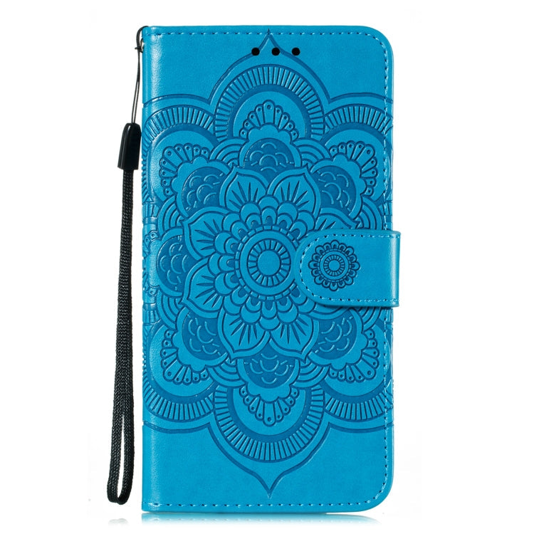 For Huawei P40 Pro Mandala Embossing Pattern Horizontal Flip Leather Case with Holder & Card Slots & Wallet & Photo Frame & Lanyard(Blue)